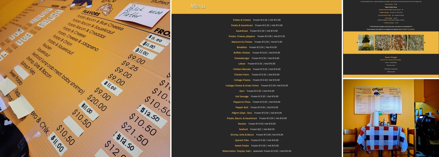 Cop Out Pierogies Menu