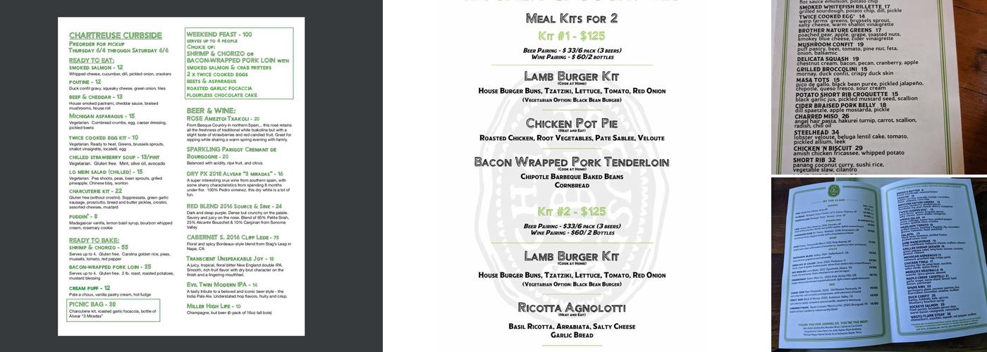 Chartreuse Kitchen & Cocktails Menu