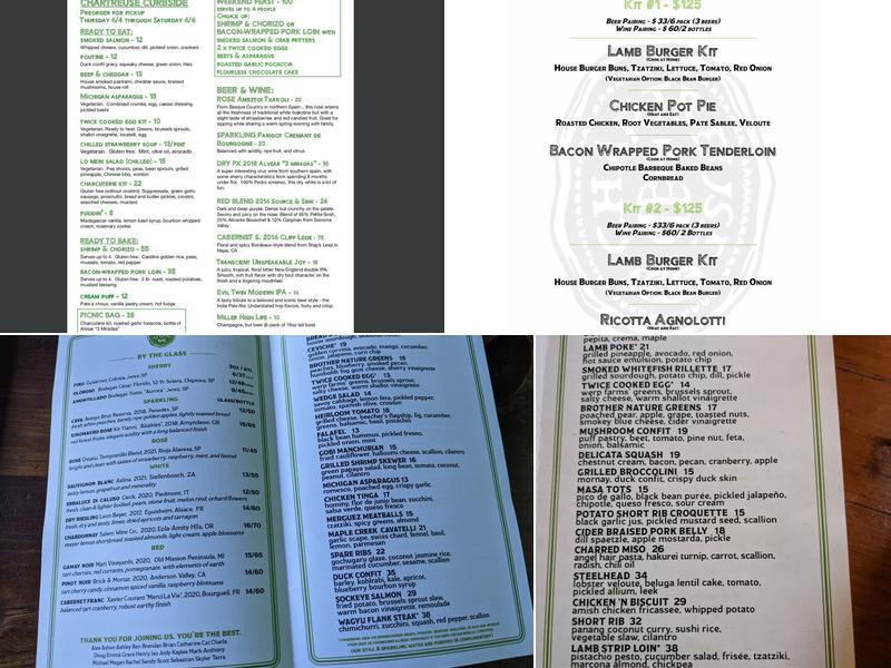 Chartreuse Kitchen & Cocktails Menu