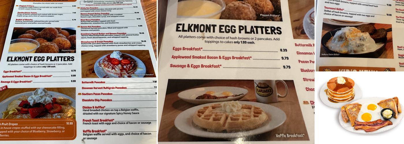 Flapjack's Pancake Cabin Menu