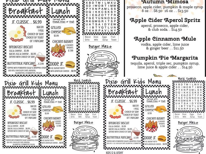 Dixie Grill Menu