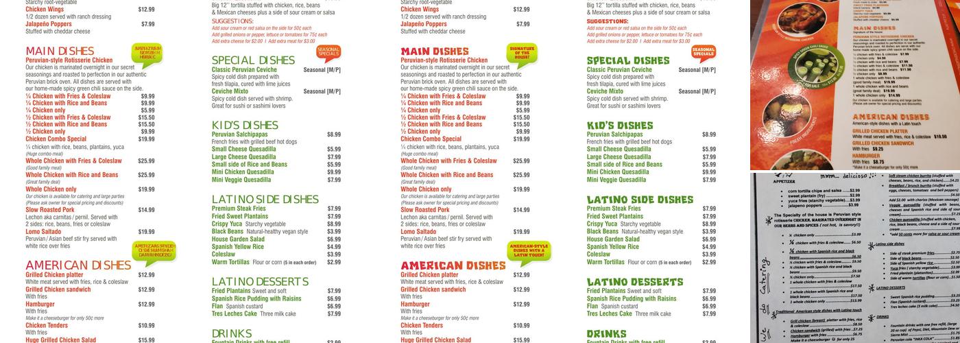 Chicken Latino Menu