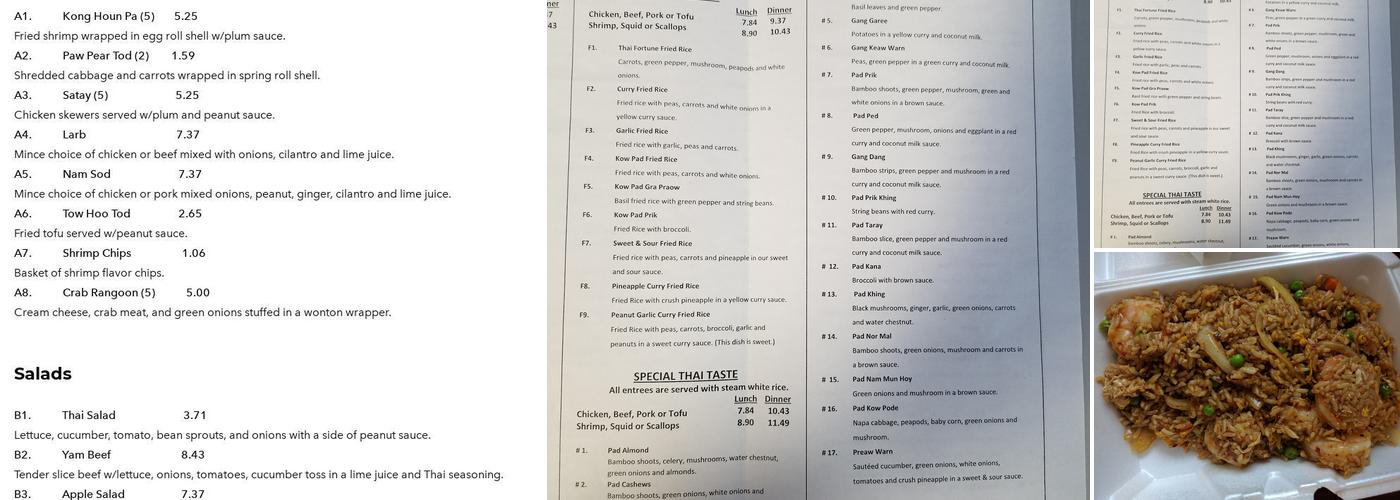 Thai Fortune Menu
