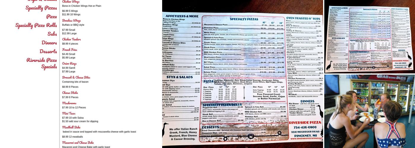 Riverside Pizza Menu