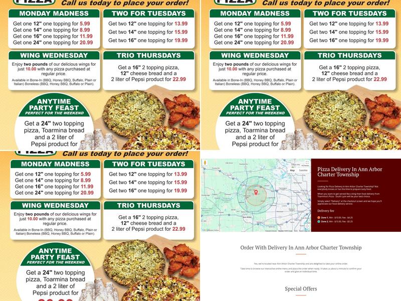 Toarminas Pizza South Lyon Menu