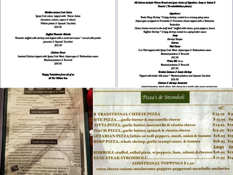 Willow Inn Menu