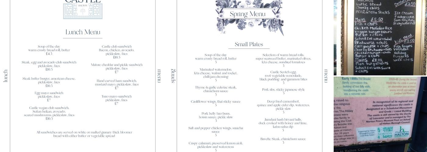 The Castle, Halton Menu