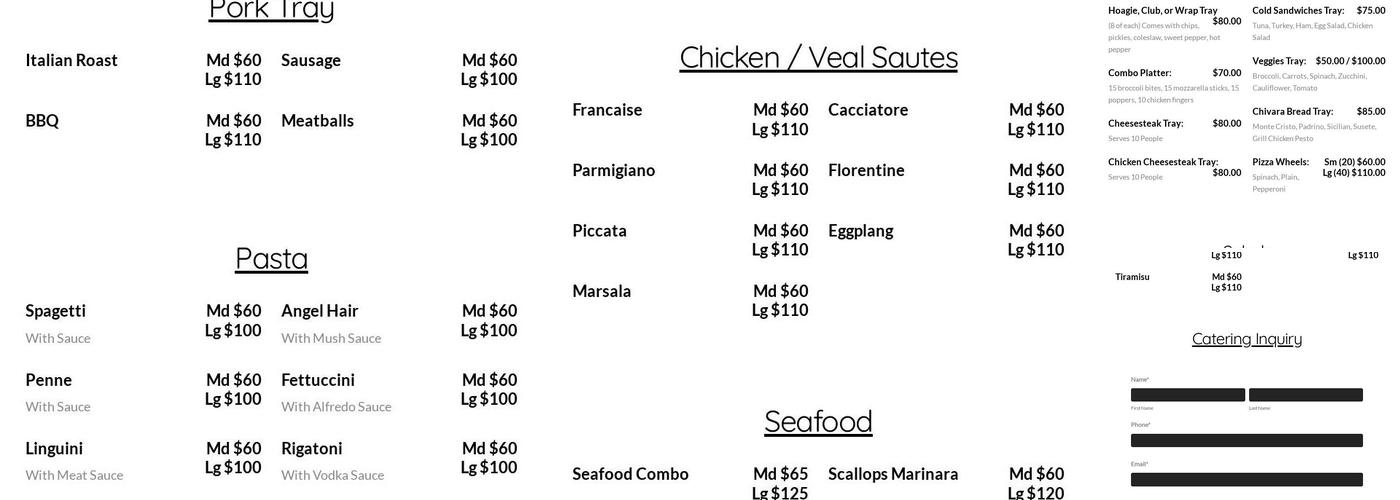 Five Points Pizza Menu