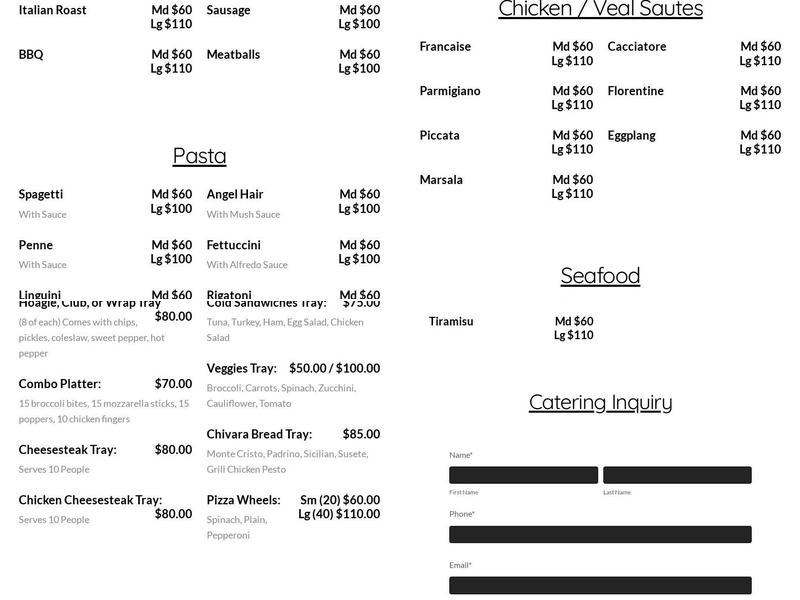 Five Points Pizza Menu