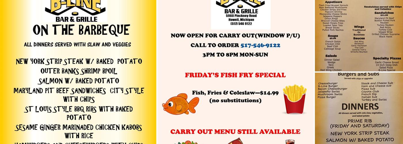 B-Line Bar & Grill Menu