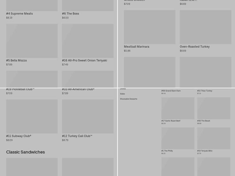 Subway Menu