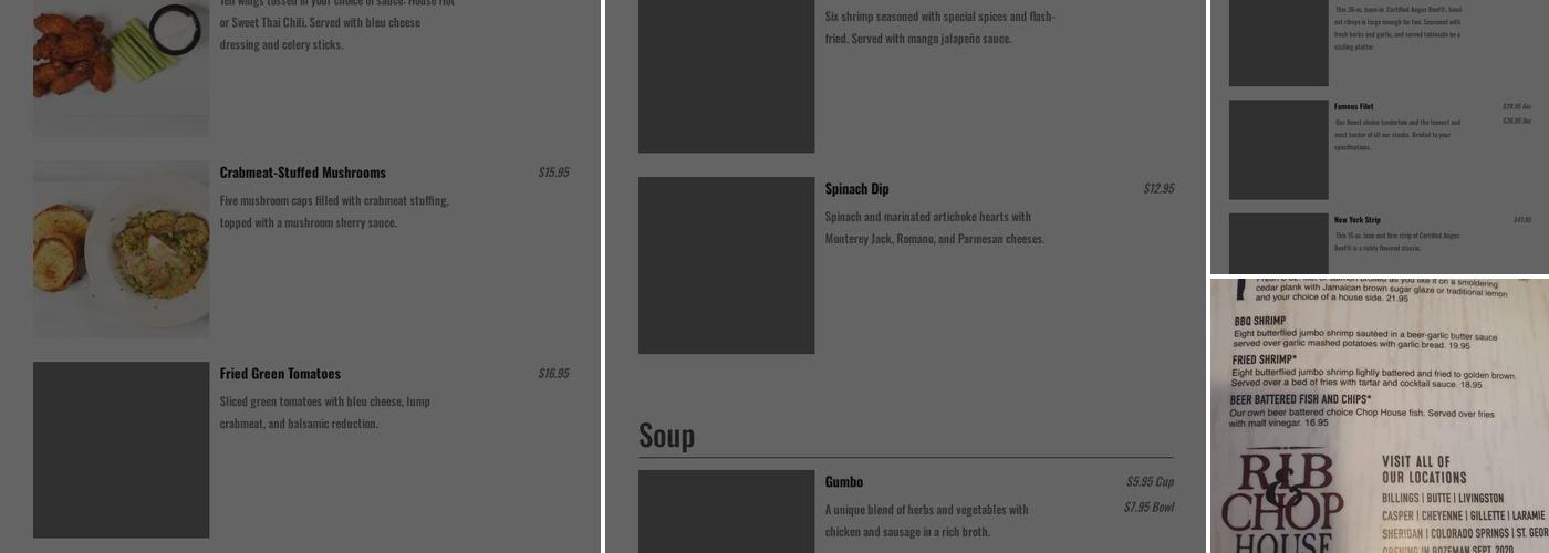 Montana's Rib & Chop House - Butte Menu