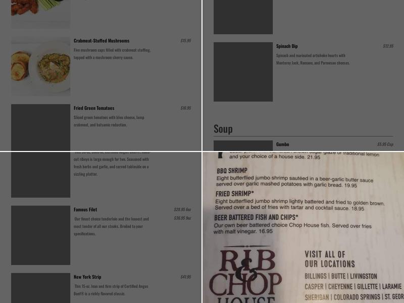 Montana's Rib & Chop House - Butte Menu