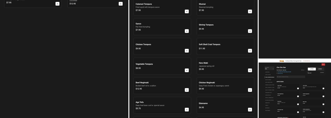 Cho Cho San Sushi Bar Menu