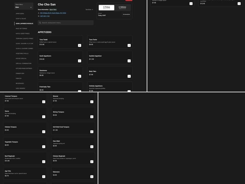 Cho Cho San Sushi Bar Menu