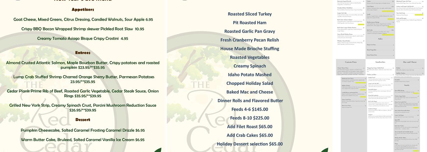Red Cedar Grille & Cocktails Menu