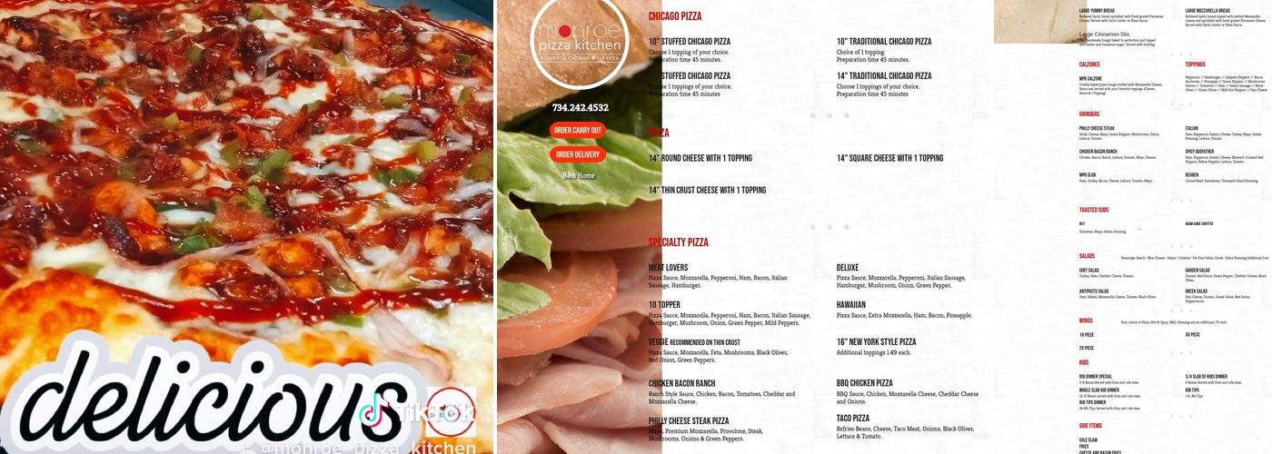 Monroe Pizza Kitchen Menu