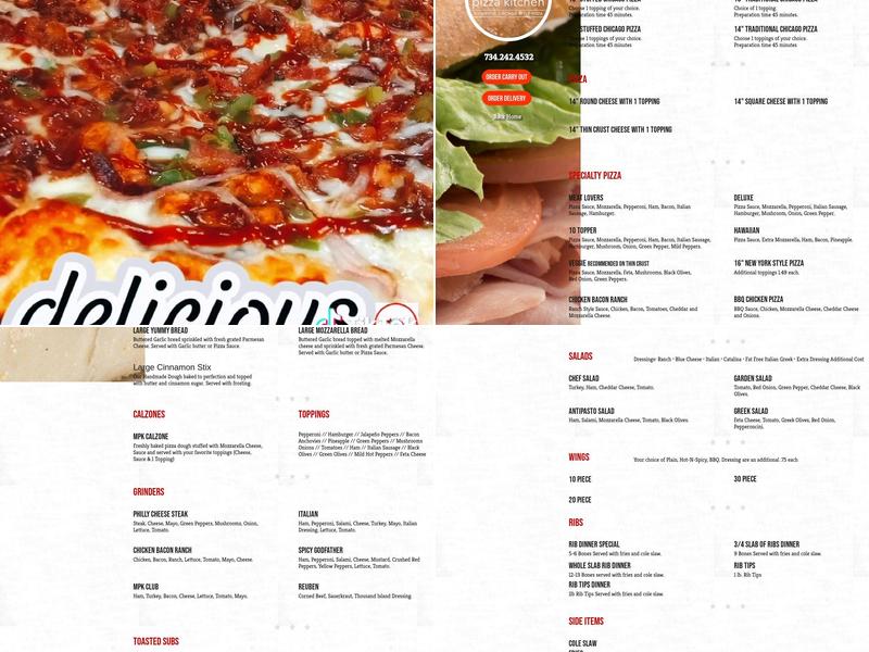Monroe Pizza Kitchen Menu
