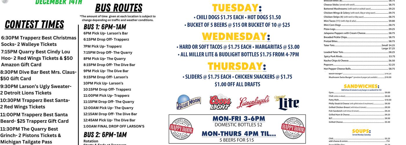 Don Larson's Bar Menu