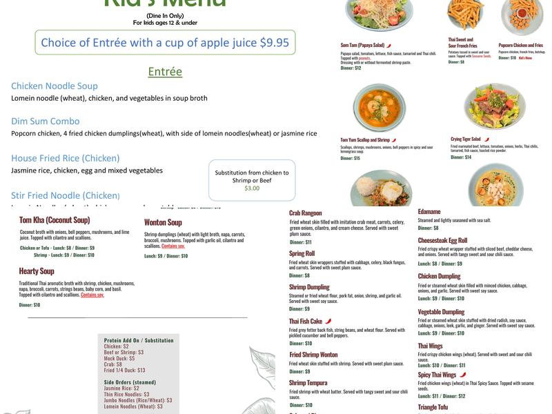Thai Chef and Noodle Fusion Menu