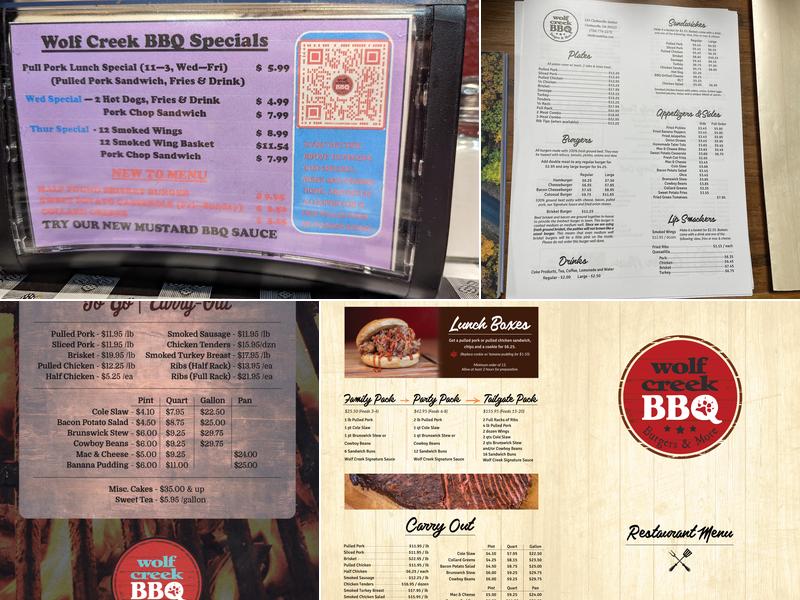 Wolf Creek BBQ, Burgers & More Menu