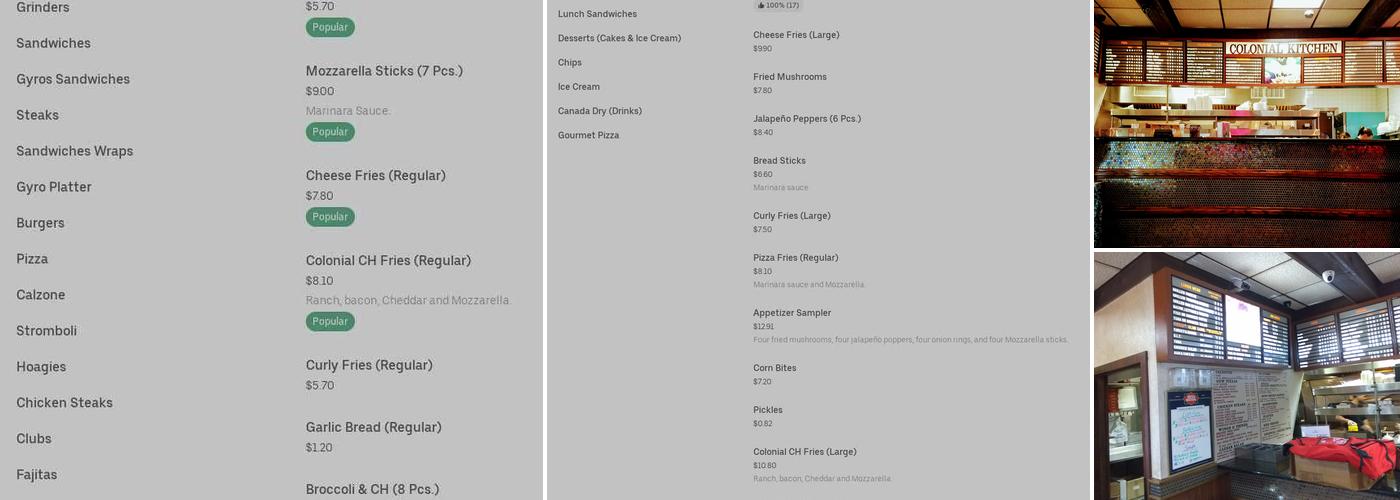 Colonial Kitchen Menu