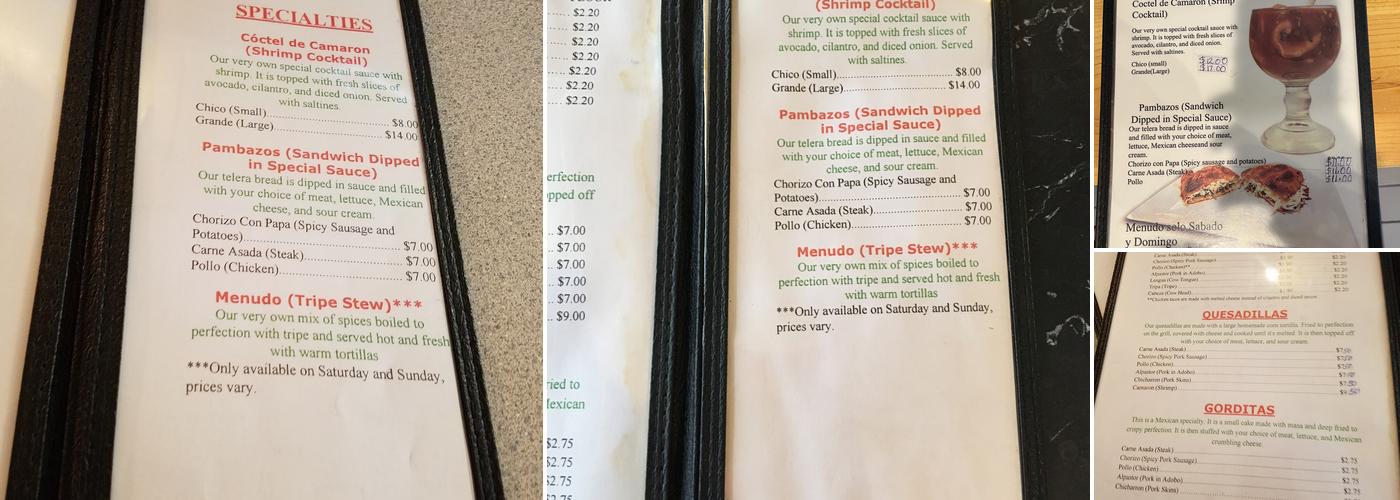 El Mexicano Menu