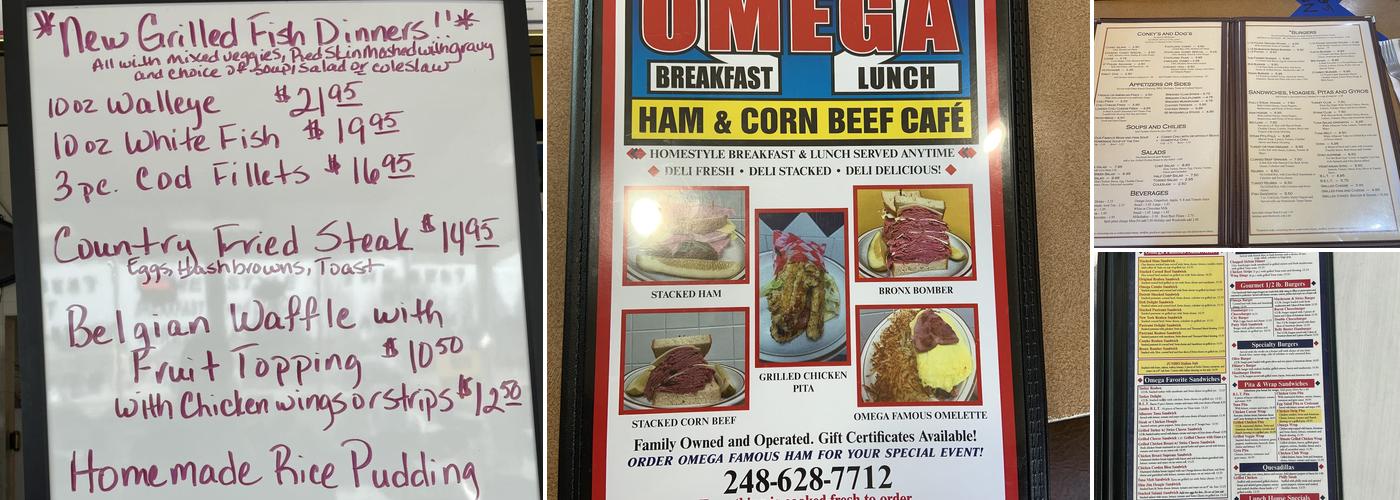 Omega Ham & Corned Beef Cafe Menu
