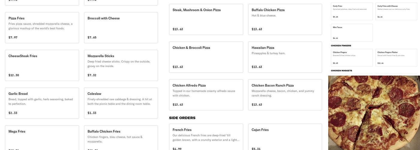 Stenton Pizza Menu