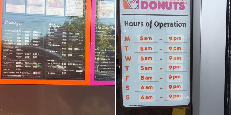 Dunkin' Menu