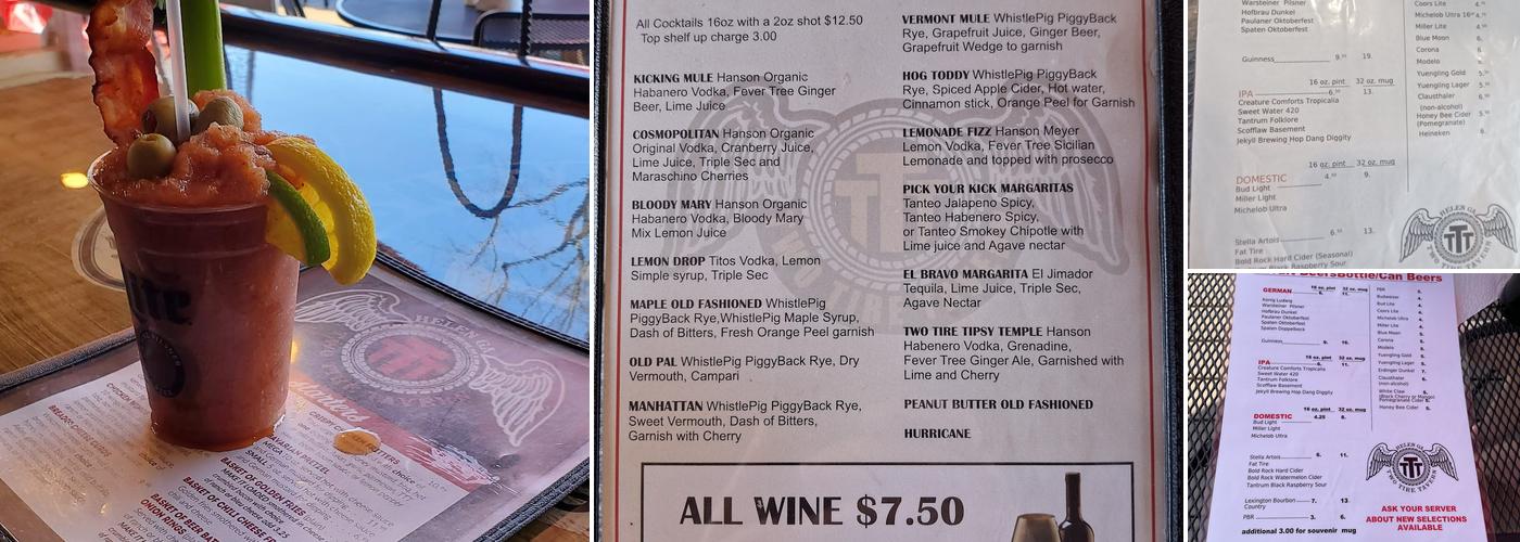 Two Tire Tavern Menu