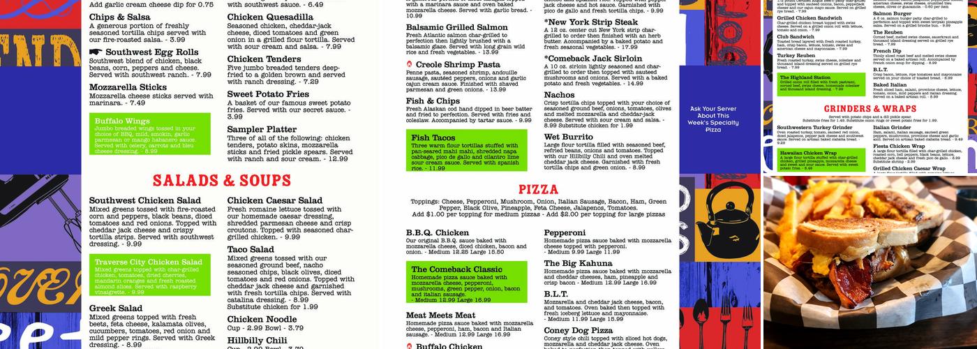 Comeback Inn Menu