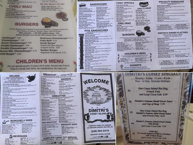 Dimitri's Coney Island Menu