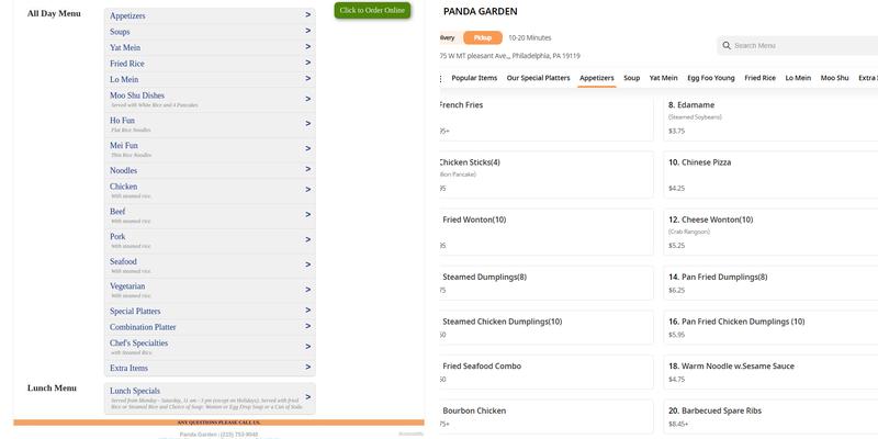Panda Garden Menu