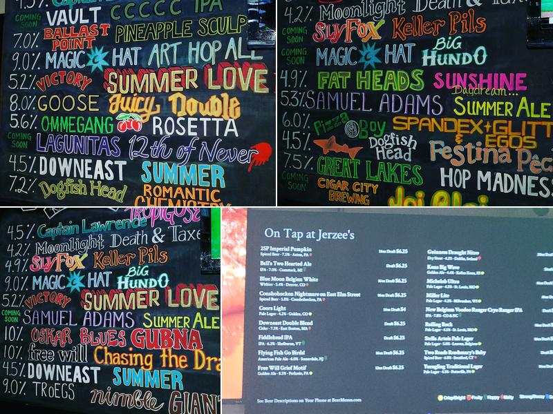 Jerzee's Sports Bar & Pizzaria Menu