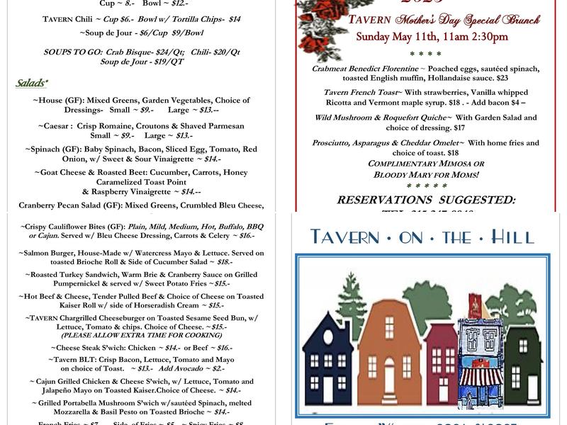 Tavern On the Hill Menu