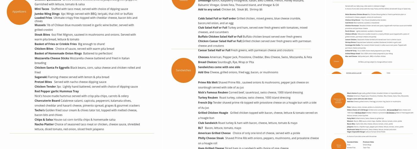 Mr Nick's Menu