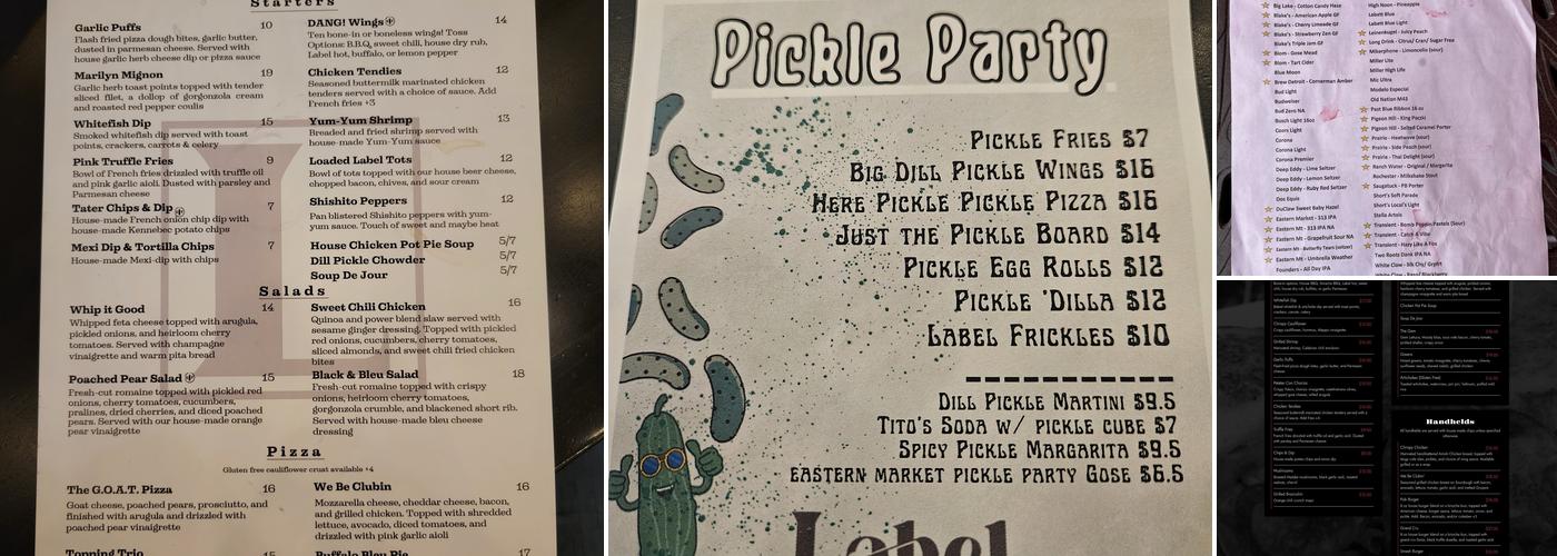 Label Kitchen + Bar Menu