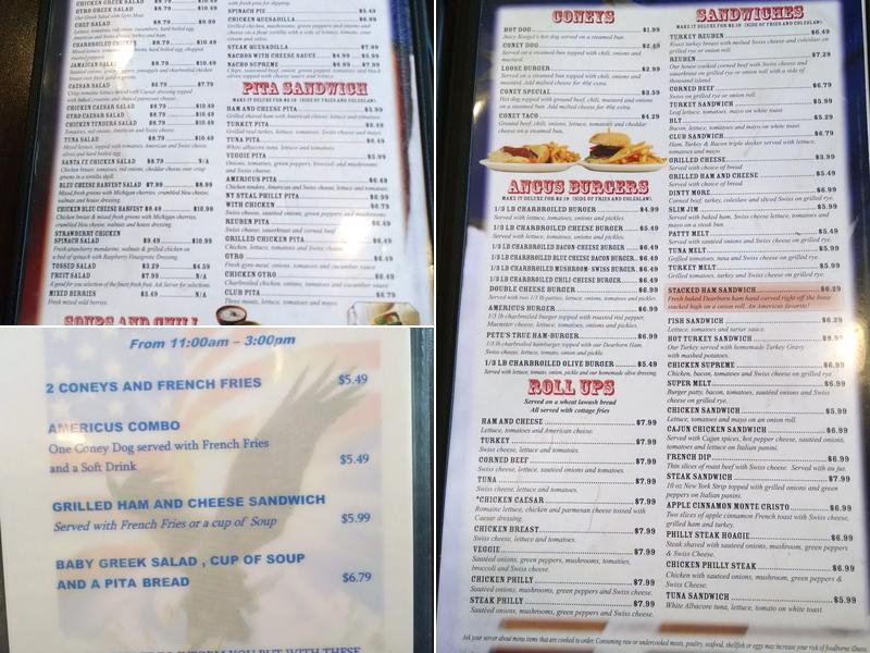 Americus Grill Menu