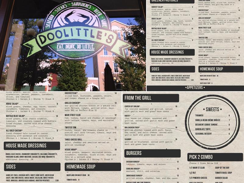 Doolittle's Menu