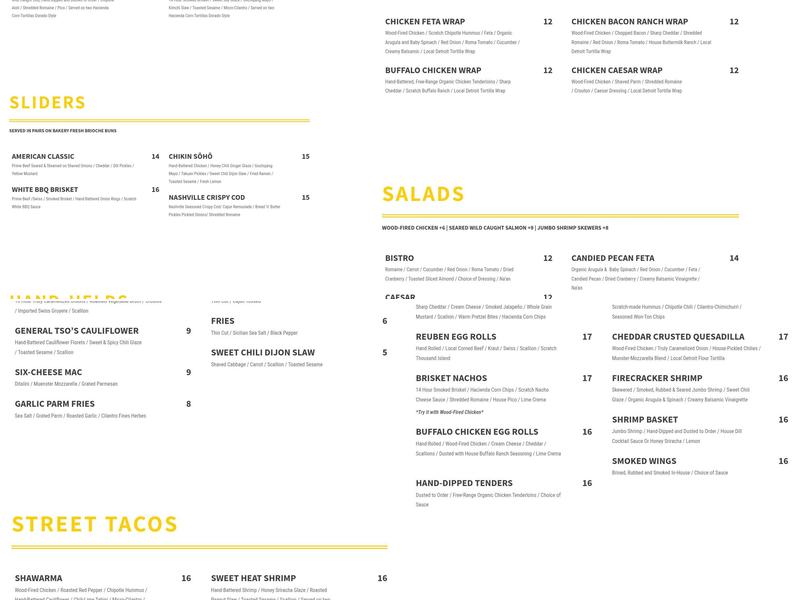 Avenue American Bistro Menu