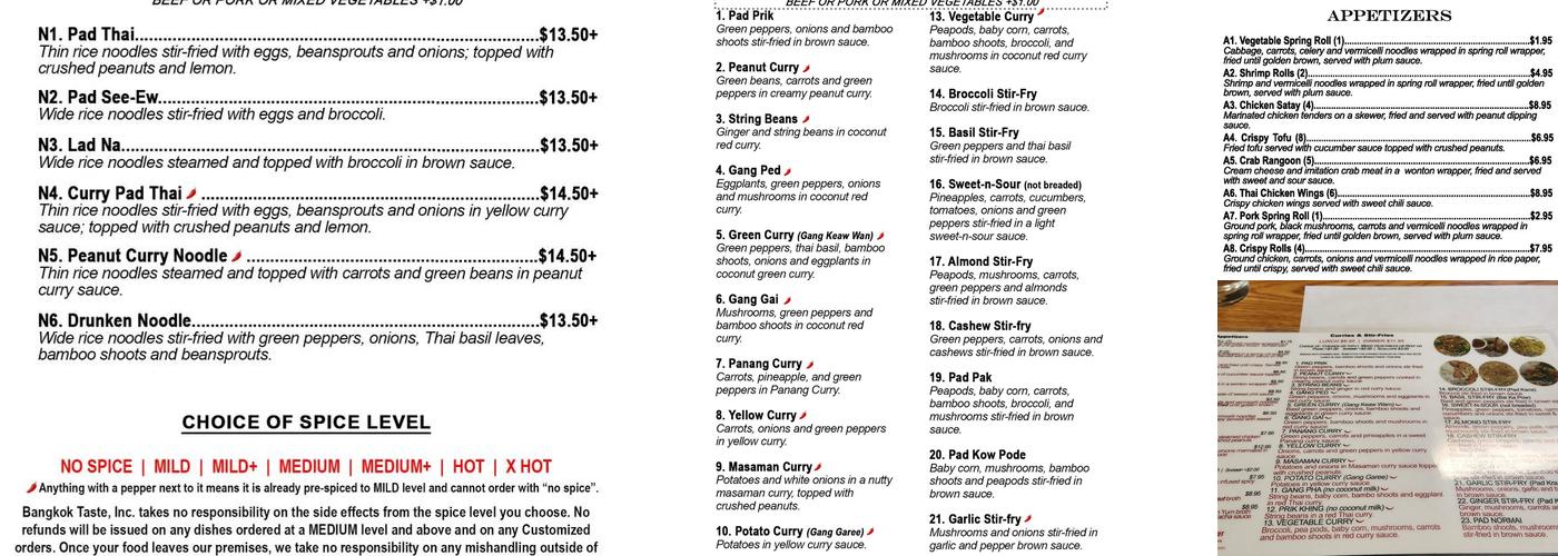 Bangkok Taste Menu