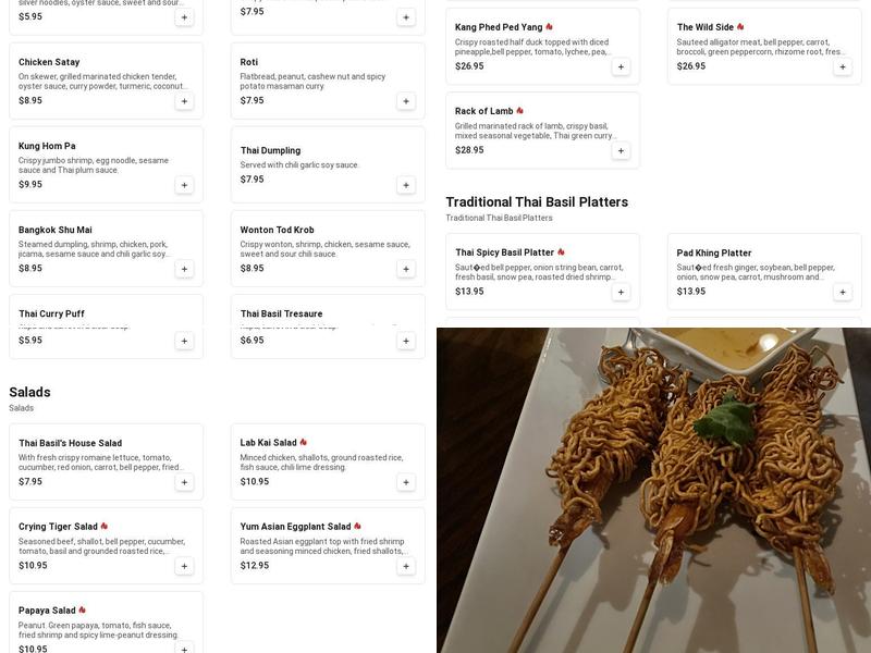Thai Basil Menu