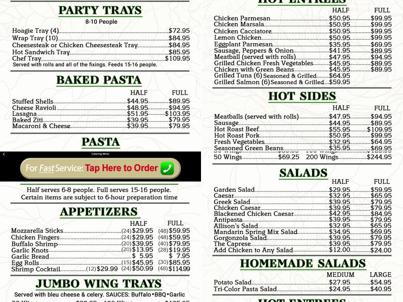 Gaetano's Steaks Menu