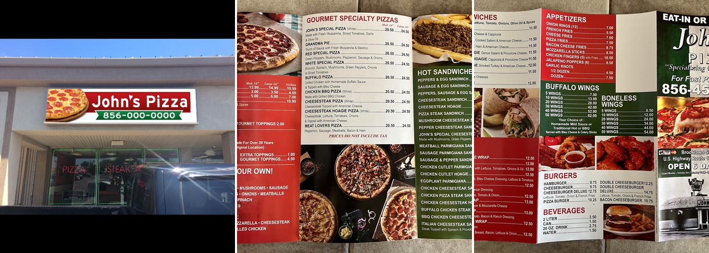 John's Pizza Menu