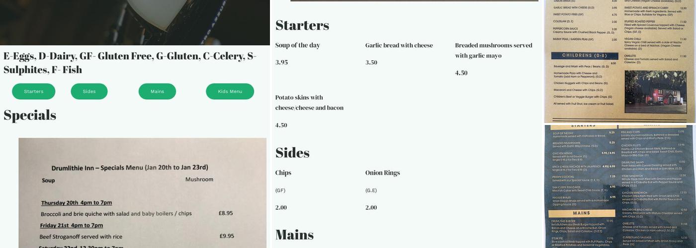 Drumlithie Inn Menu