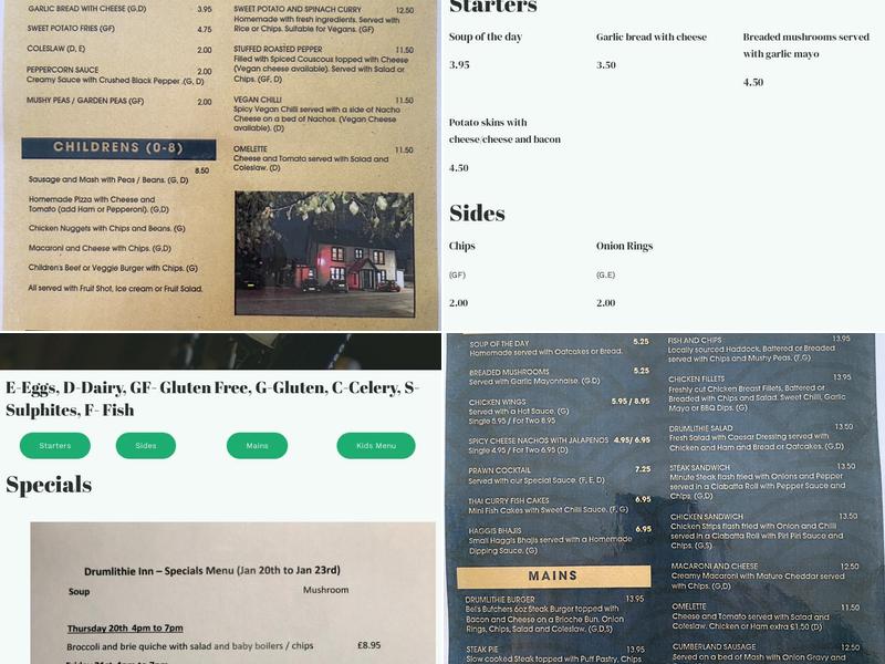 Drumlithie Inn Menu