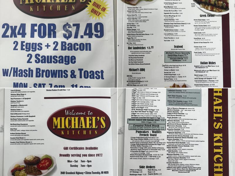 Michael's Kitchen Menu