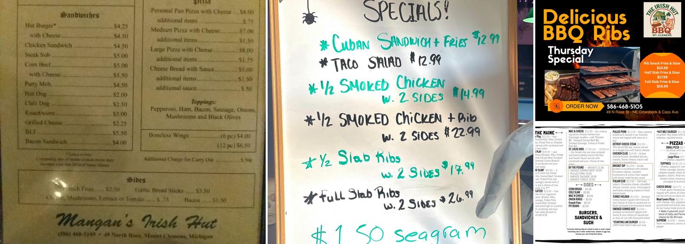 Irish Hut Menu