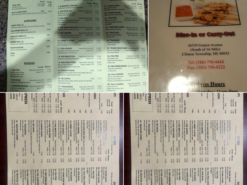 Lil Thai Express Menu